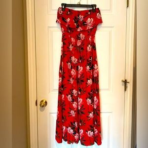 Strapless, ruffle maxi dress